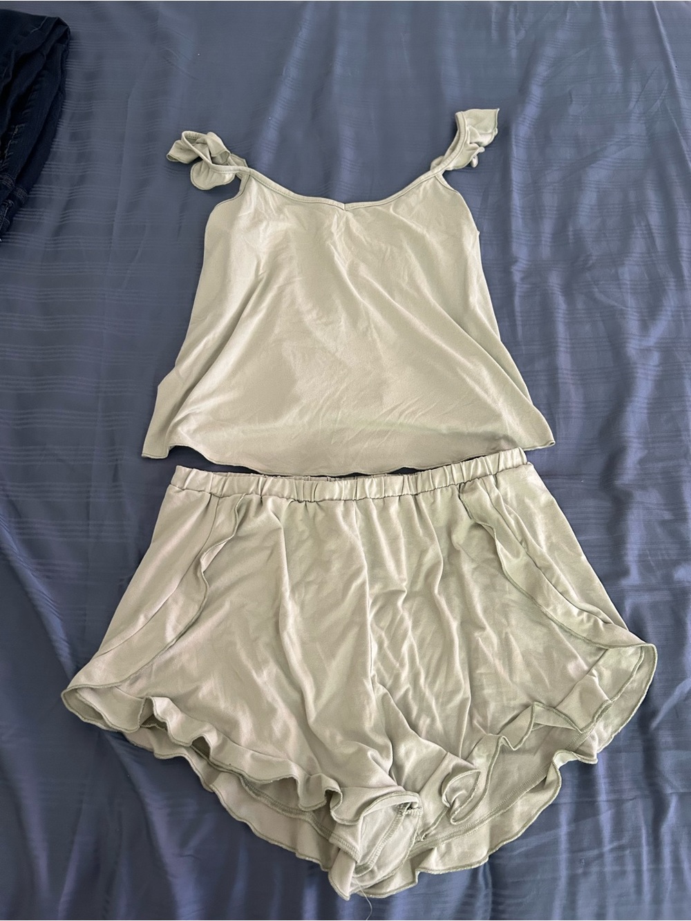 Light Sage Ruffle Cami & Shorts Sleep Set